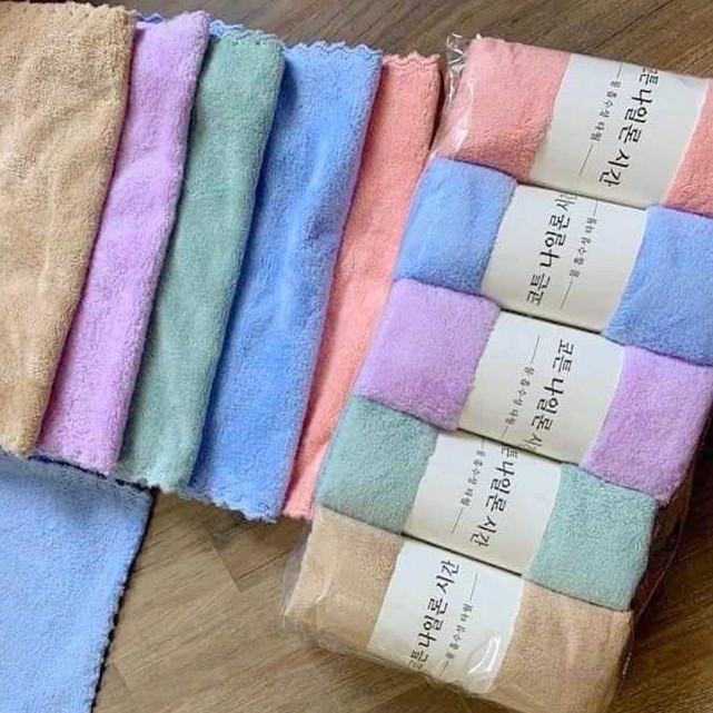 SET 10 CÁI Khăn Mặt Xuất Hàn Quốc 100% Cotton - ( LOẠI 1 MÀU TRƠN )