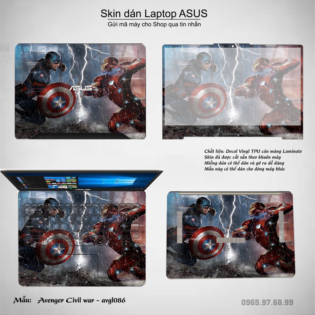 Skin dán Laptop Asus in hình Avenger nhiều mẫu 4 (inbox mã máy cho Shop)