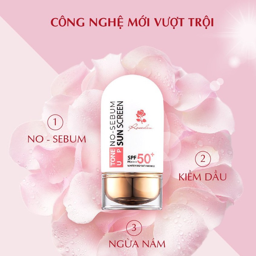 Kem Chống Nắng Ngừa Nám Kiềm Dầu Nâng Tone Da BEAUSKIN Rosedew Tone Up No Sebum Sun Cream 55ml - Hàn Quốc