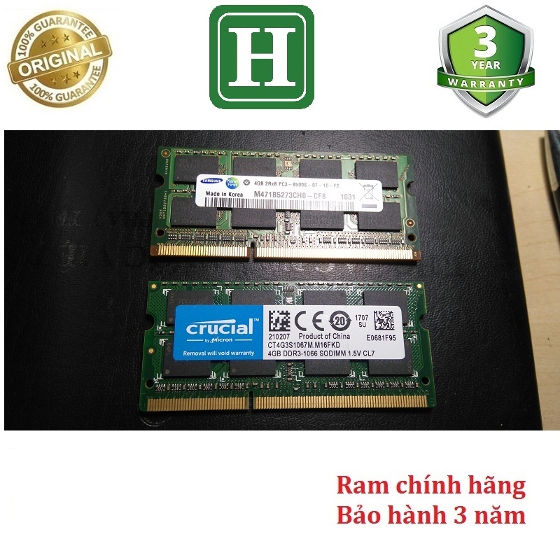 Ram Laptop DDR3 4gb bus 1066 - 8500s, chính hãng bảo hành 3 năm