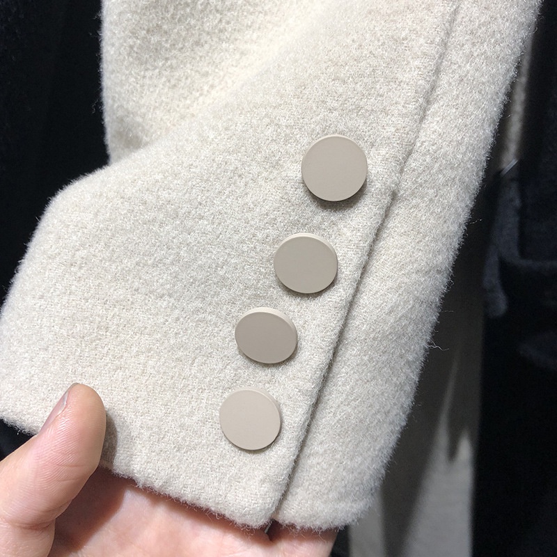 Set 10 Nút Áo Khoác Len Màu Đen Hình Tròn 30mm DIY Đơn Giản Thời Trang