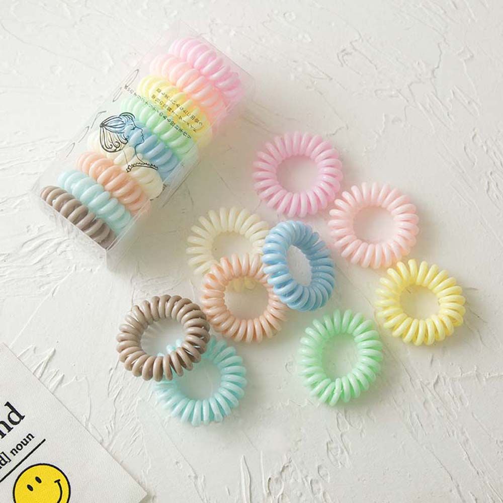 Sét 9 Dây Cột Tóc Lò Xo Xoắn Gọn Gàng - Dây buộc tóc FULLBOX màu trong suốt trẻ trung cho nữ - #DAYBUOCTOC