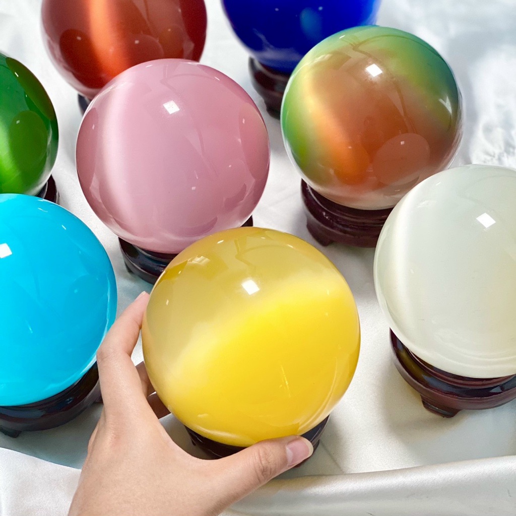 Bi Cầu Đá Phong Thủy, Quả Cầu Đá , Bi Mắt Mèo - Đường Kính 5cm & 6cm & 8cm & 10cm & 12cm