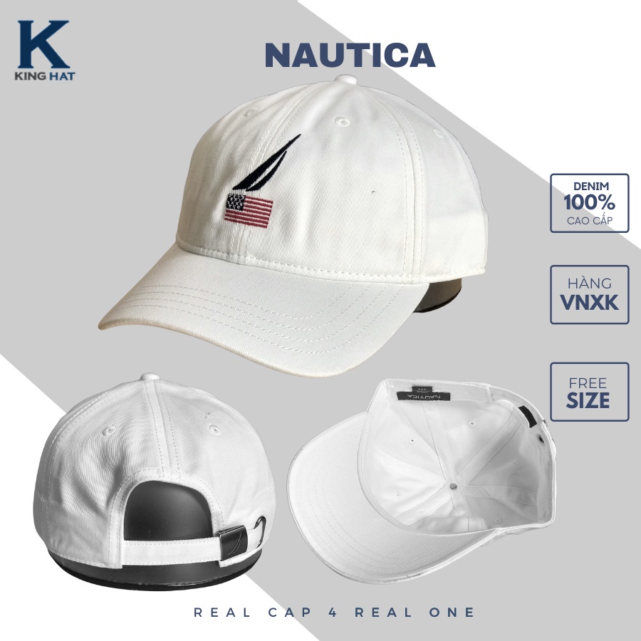 Nón lưỡi trai logo thêu Nautica, 100% vải kaki mềm mại, đa dạng màu sắc, phù hợp cho nam và nữ