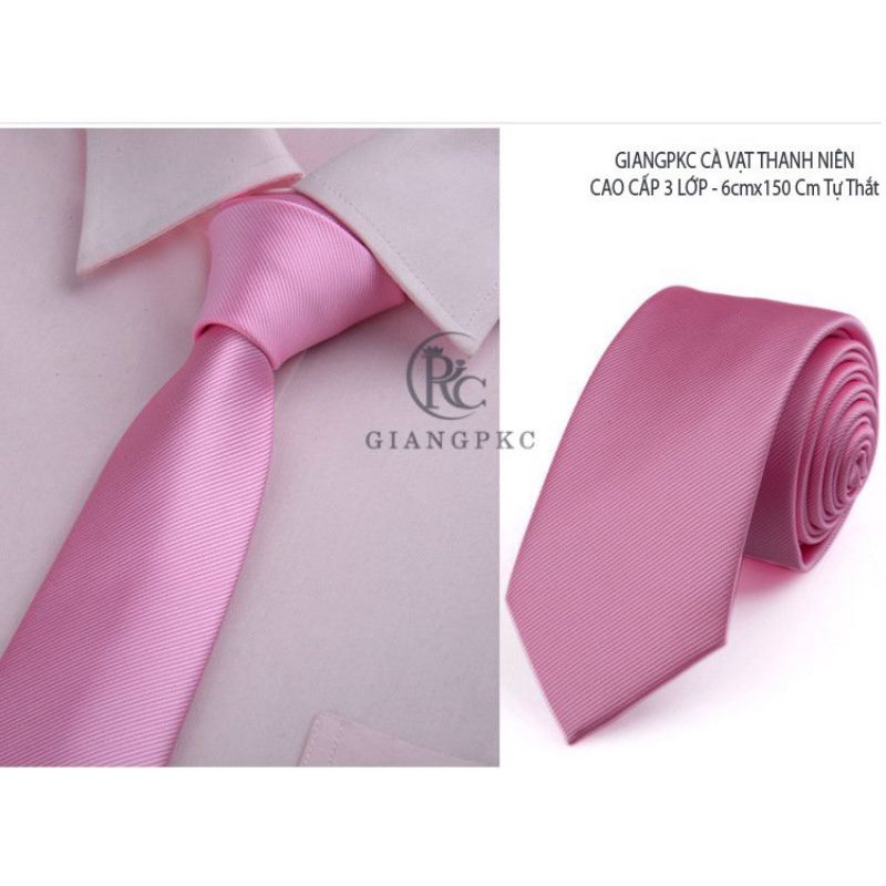 Cavat nam xéo trơn đơn giản mẫu tự thắt bản nhỏ 6cm