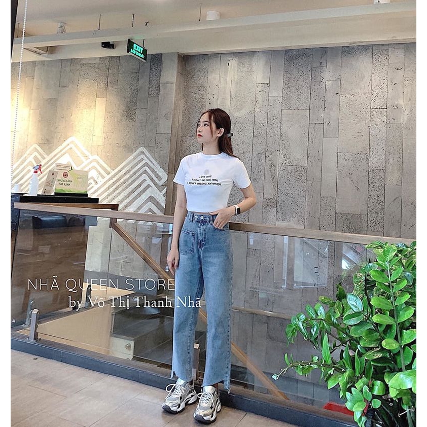 Quần bò JEANS túi sườn xẻ gấu dáng mới