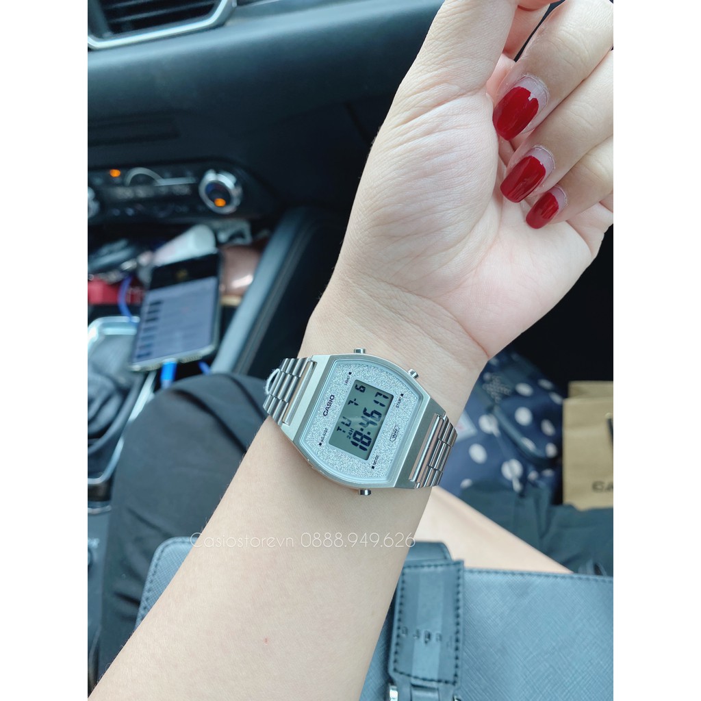 Đồng hồ Nữ Casio B640WDG-7D, đồng hồ chính hãng, bạc nhũ lấp lánh