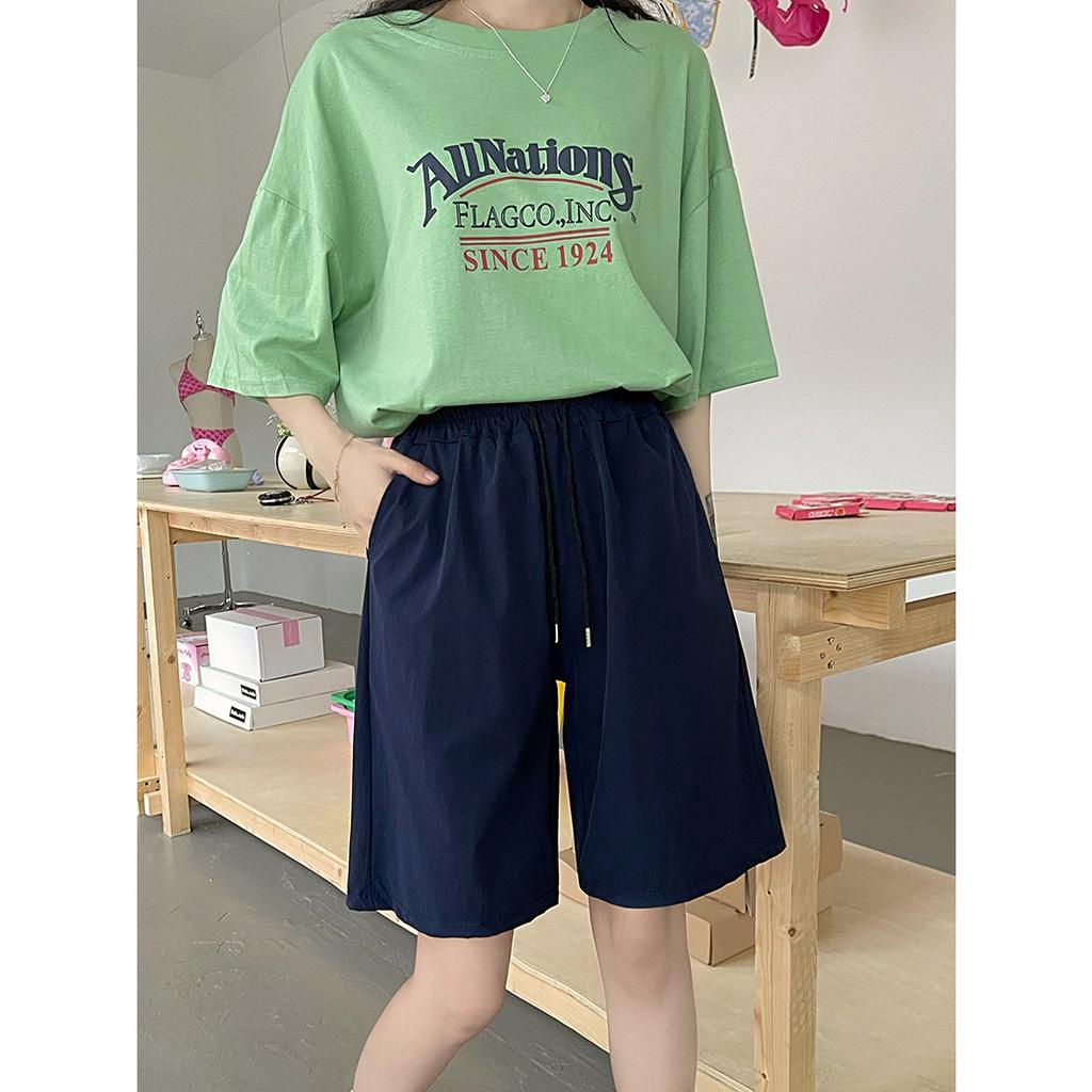 「 WELOVE1 」Quần Short Thể Thao Nữ Lưng Cao Ống Rộng Màu Sắc Đa Dạng