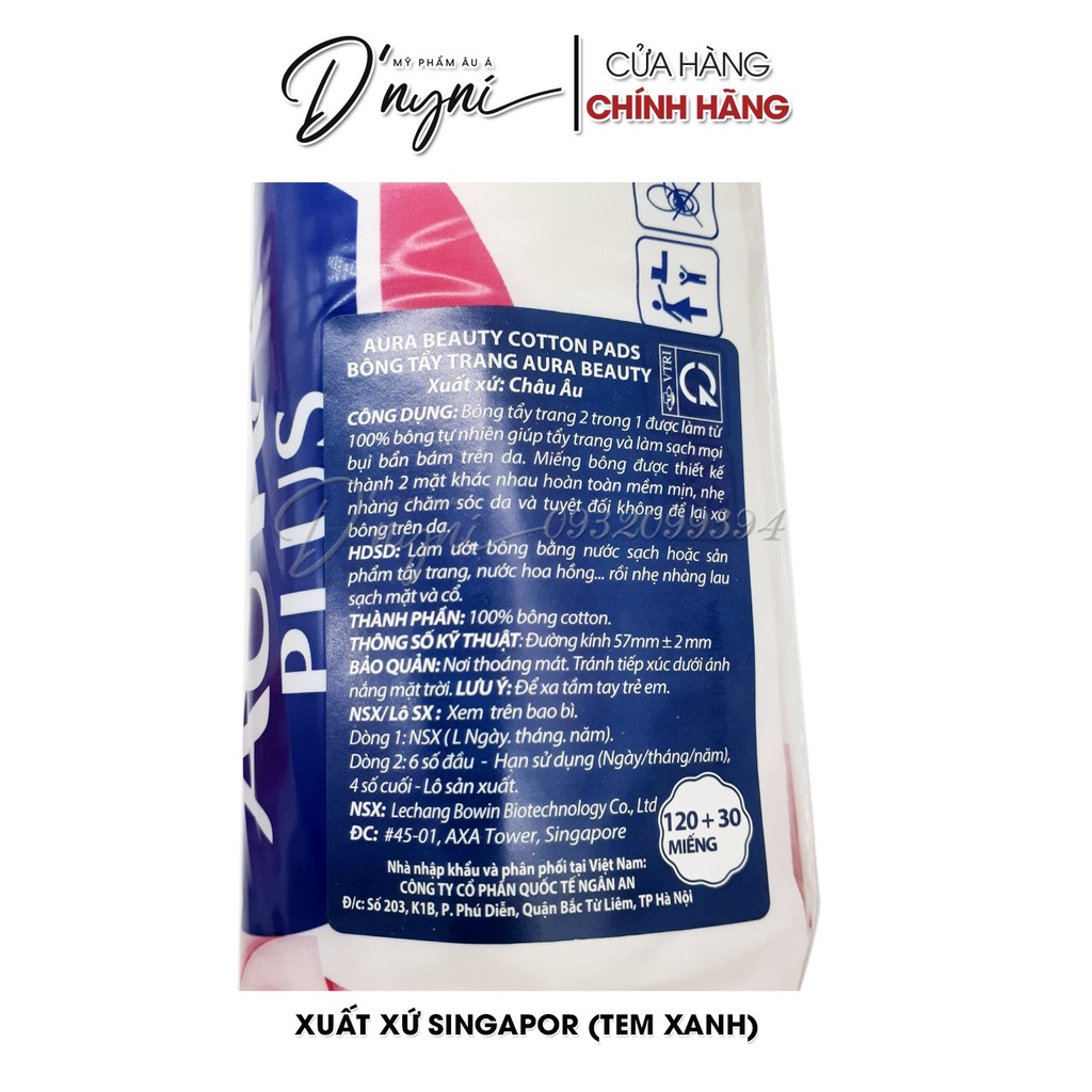 Bông Tẩy Trang Aura Beauty Cotton Pads 150 Miếng