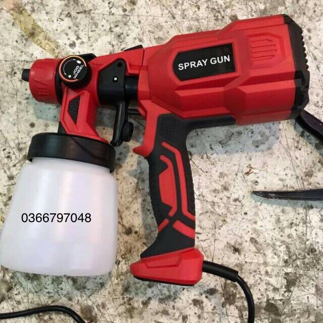 Súng phun sơn điện  bình nhựa có điều chỉnh
