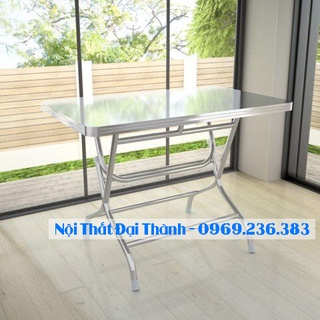 Bàn chữ nhật inox 304 rộng 0,7m dài 1m2 chân cao Đại Thành