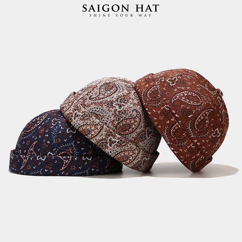 Mũ nón tròn miki hat nam nữ nồi không vành hoạ tiết thổ cẩm form đẹp beanie phong cách vitage retro SAIGON HAT