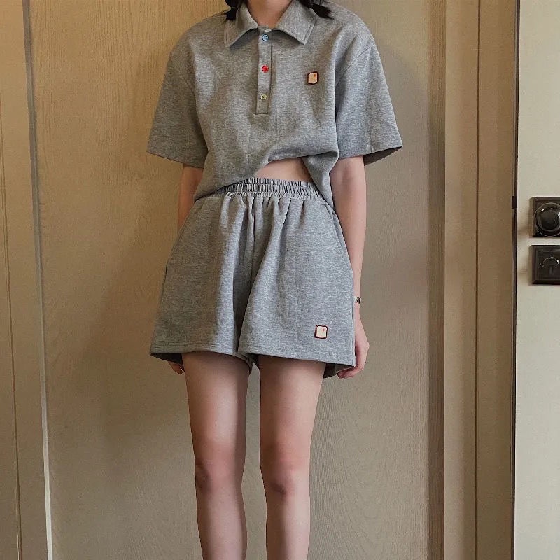 Set Đồ Thể Thao áo polo Tay Ngắn Dáng Rộng Phối Quần Short Thời Trang Cá Tính Cho Nữ
