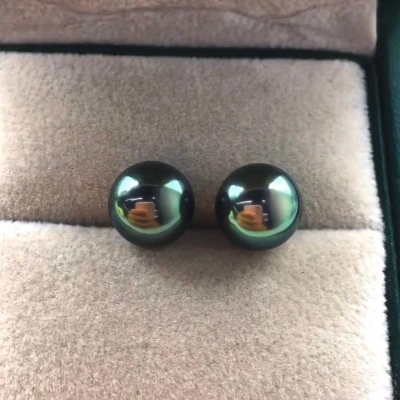 Tahiti Khuyên Tai Tròn Đính Ngọc Trai Đen / Xanh Lá / Chim Công Cơ Bản Dễ Phối Đồ Phong Cách Cơ Bản