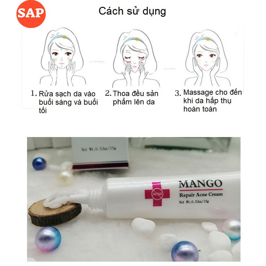 Kem Giảm Mụn Trứng Cá, Ngừa Thâm, Mờ Sẹo, Dưỡng trắng mịn, tăng collagen cho da Mango cream