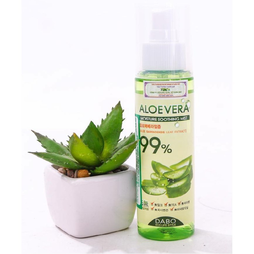 🍀Xịt khoáng dưỡng da 🍀 lô hội 🍀 Dabo Aloe Vera Moisture Soothing Mist 99% 100ml