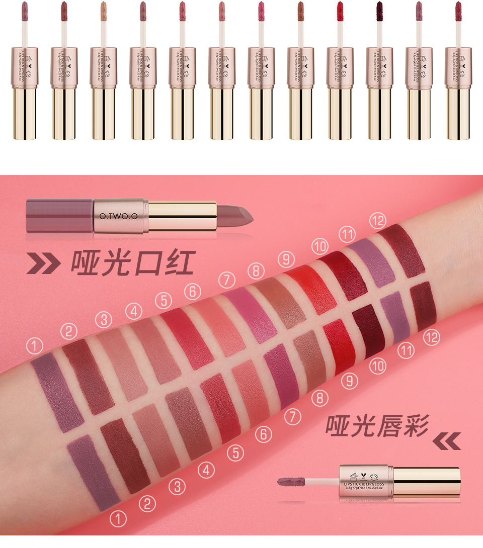 (Hàng Mới Về) Set 12 Thỏi Son Kem Lì Màu Sắc Thời Trang Thương Hiệu O.O | BigBuy360 - bigbuy360.vn