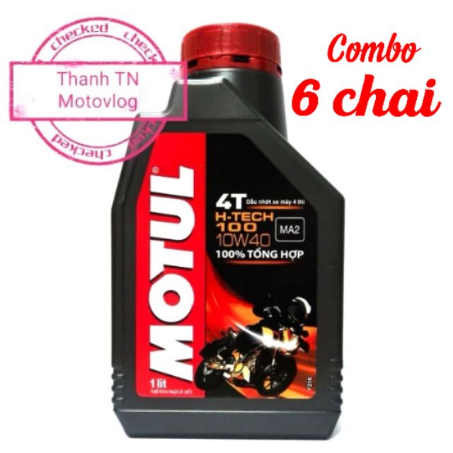 Bộ 6 chai Nhớt Motul Htech 10w40 Cao cấp