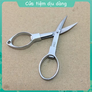 Kéo gấp xếp inox, thép không gỉ mini hình mắt kính gấp gọn đa năng
