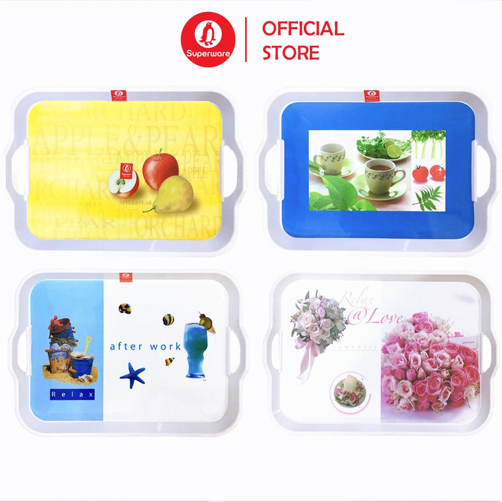Khay Chữ Nhật Có Tay Cầm SUPERWARE Nhựa Phíp 100% Melamine - Nhiều Size và Hoa văn