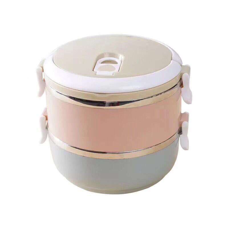 Hộp Đựng Cơm Tròn 2 Tầng Cặp Lồng Giữ Nhiệt Ruột Inox