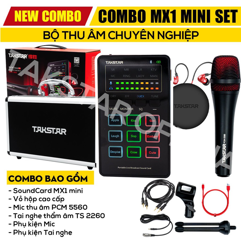 [Mã 11ELSALE hoàn 7% đơn 300K] Combo thu âm TAKSTAR MX1, combo thu âm, Combo hát karaoke, livestream, trọn đủ bộ