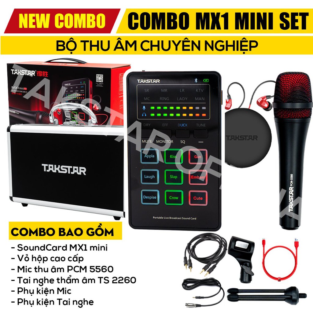 Combo thu âm TAKSTAR MX1, combo thu âm, Combo hát karaoke, livestream, trọn đủ bộ