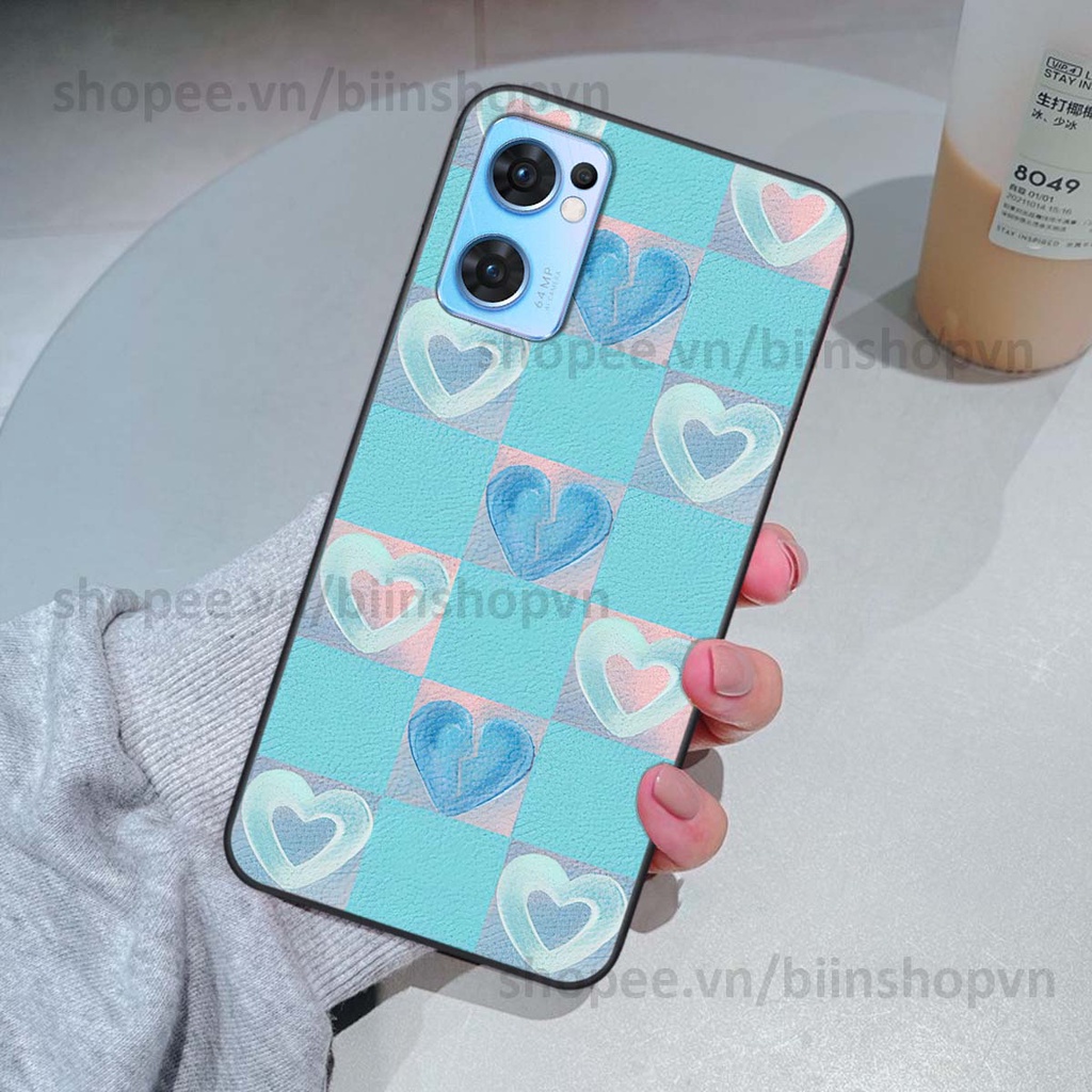 Ốp Oppo Reno7 / Reno7 Z 5G / Reno 7 caro trái tim nhiều màu sắc, đầy cá tính, khẳng định phong cách
