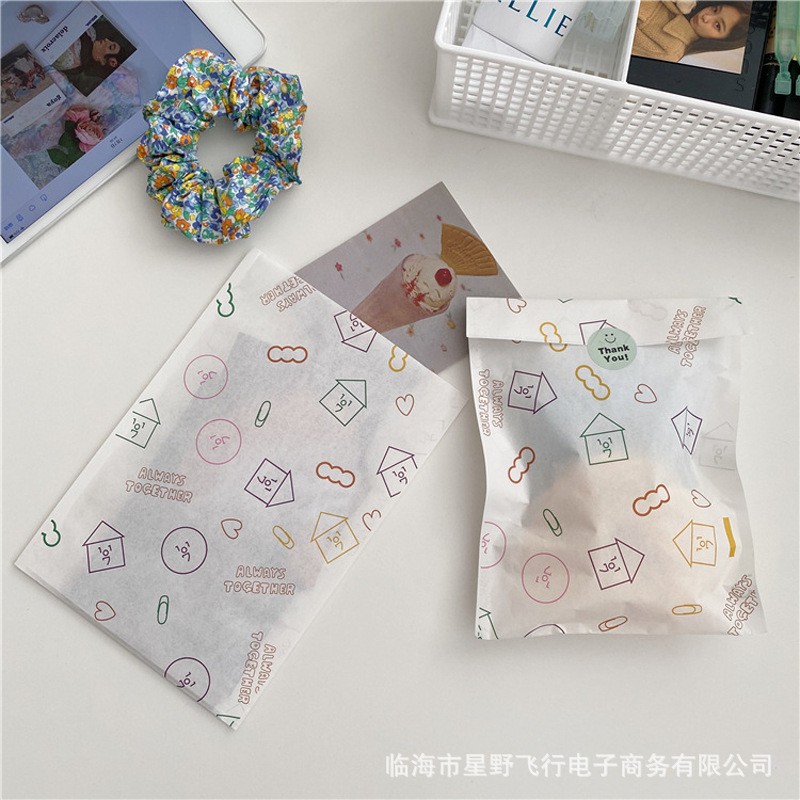 Túi giấy nhỏ gọn họa tiết hình mặt cười hoạt hình màu cam/ xanh dương dễ thương dùng để đựng quà tặng