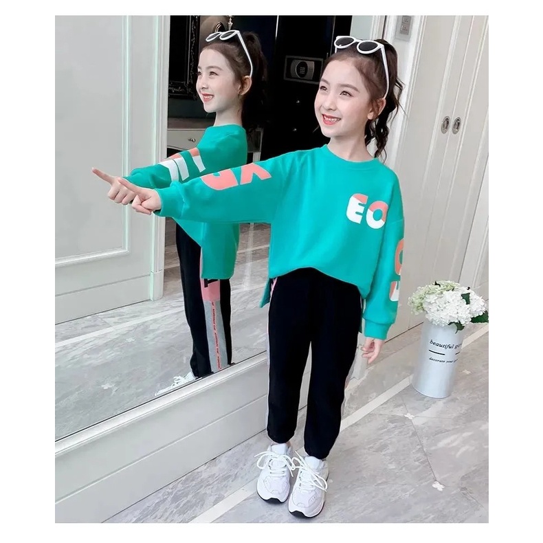 Set Quần Dài Và Áo Dài Tay Phong Cách Hàn Quốc Cho Nữ ☑️ Bộ đồ thu đông cho bé gái (3 - 12 tuổi)  ☑️