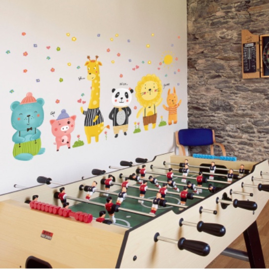 Decal trang trí tường - Động vật dễ thương và bông hoa nhỏ