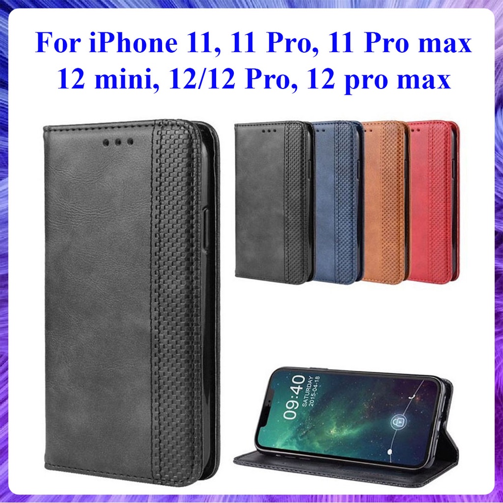 [Bao Xịn] Bao da dạng ví iphone ip 11/11 Pro, 11Pro Max, ip12 mini, 12/12 Pro, 12Pro Max có nắp gập, ngăn đựng thẻ tiền