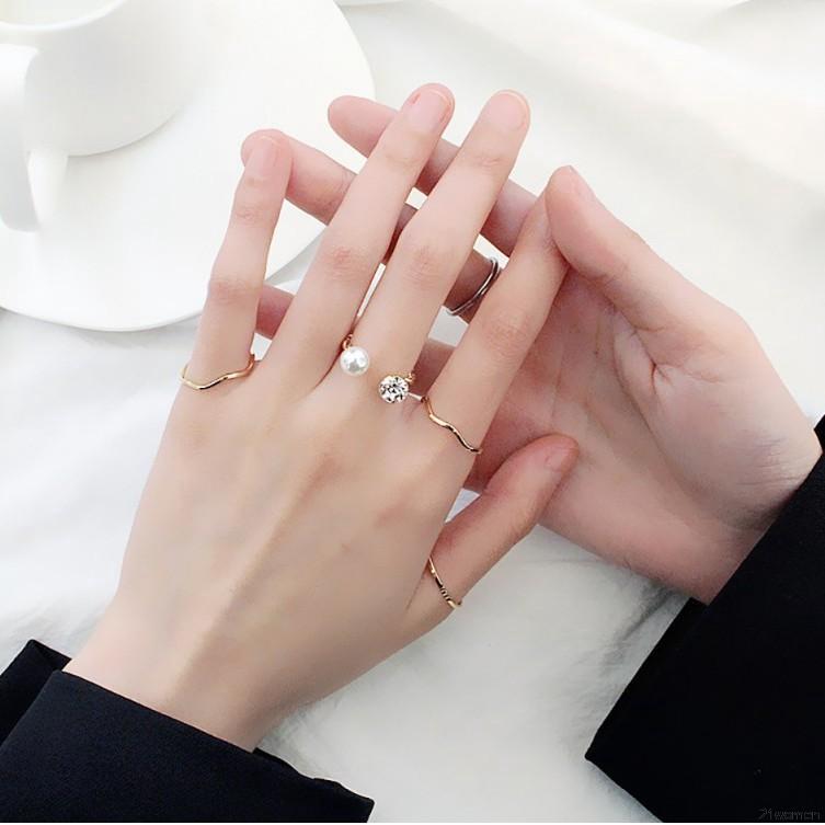 Set 4 chiếc nhẫn nữ kiểu dáng đơn giản thời trang