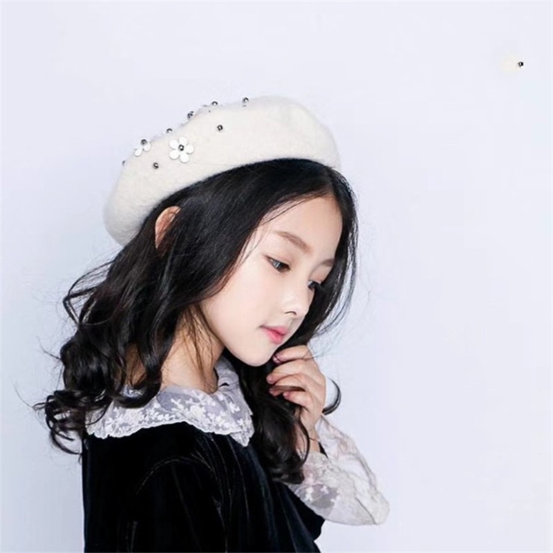 Children's versatile pearl flower beret
