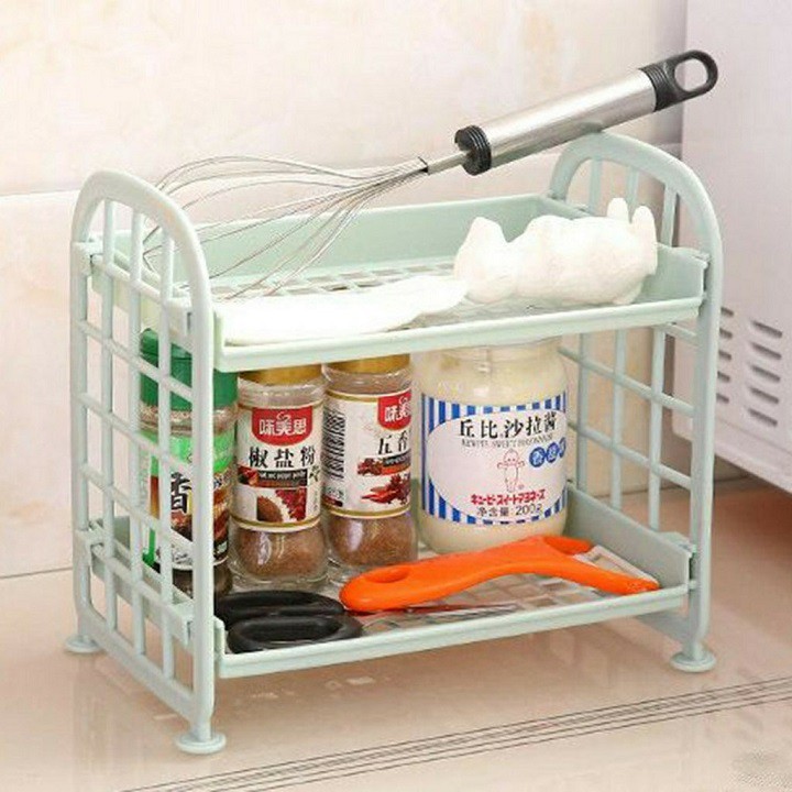 Kệ nhựa mini 2 tầng, Đựng đồ đa năng xiêu xinh tiện lợi XU.STORE97