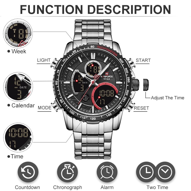 Đồng Hồ Nam NAVIFORCE 9182 Sang Trọng