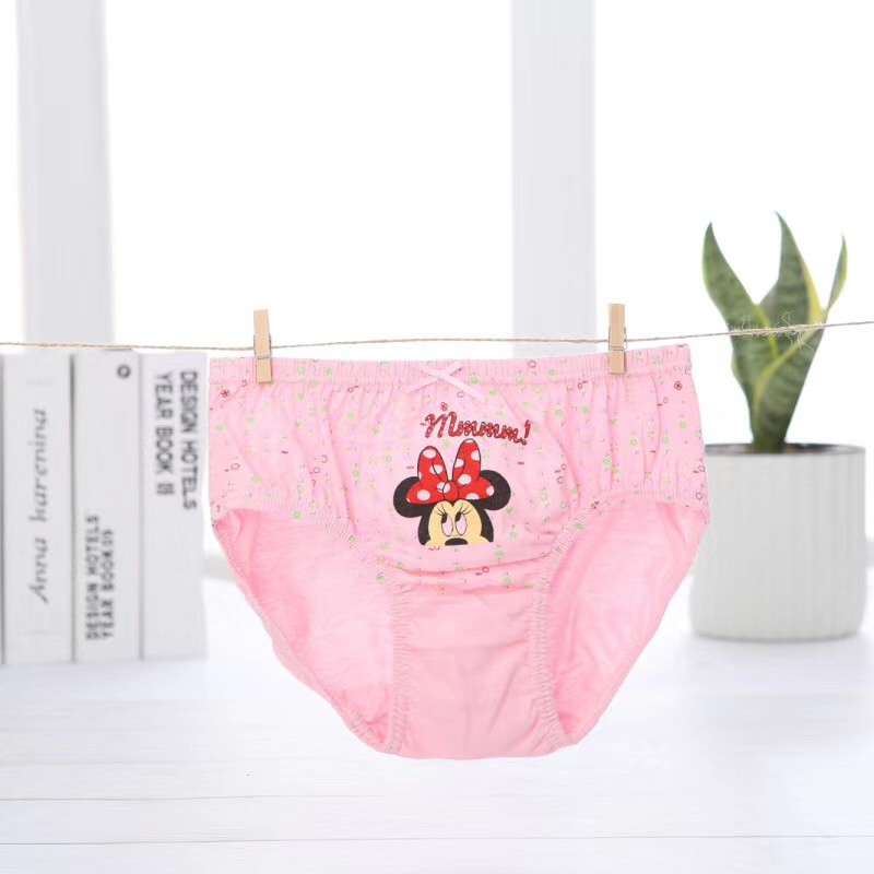 Set 5 quần xì trẻ em Hàn Quốc 100% vải cotton thoáng mát, an toàn cho sức khỏe mẫu Disney Chuột Minnie dành cho bé gái