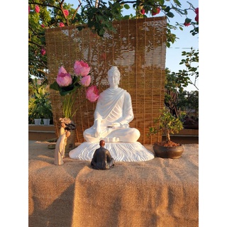 Tôn tượng đức phật Thích Ca tọa bệ rơm 55cm.