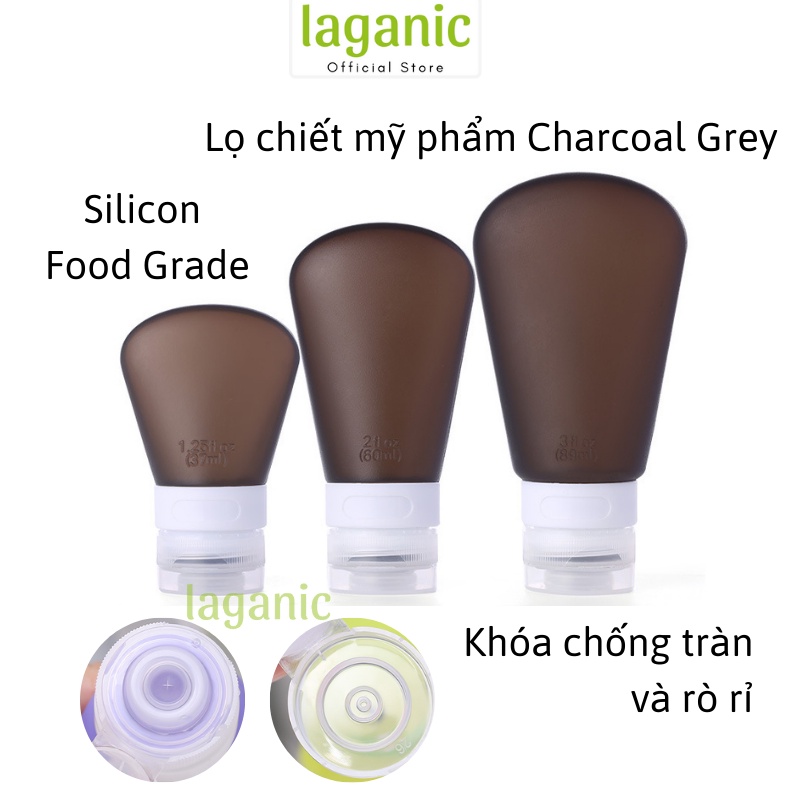 Lọ chiết mỹ phẩm Silicon 37ml, 60ml, 89ml Charcoal Grey