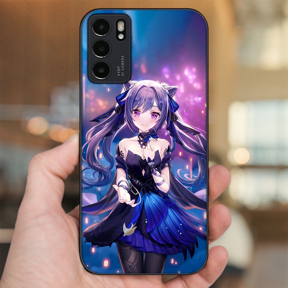 Ốp lưng Oppo Reno 6 5G viền đen in hình Keqing Genshin Impact
