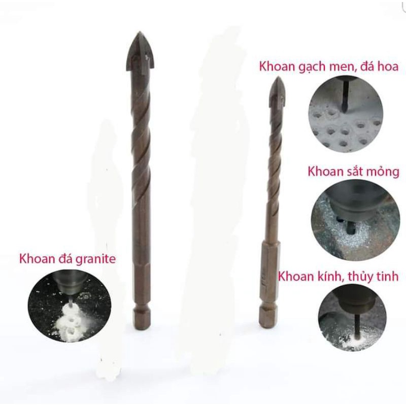 Mũi Khoan Đa Năng 4 Cạnh - Mũi Khoan Gạch Men, Đá Hoa, Bê Tông, Thủy Tinh