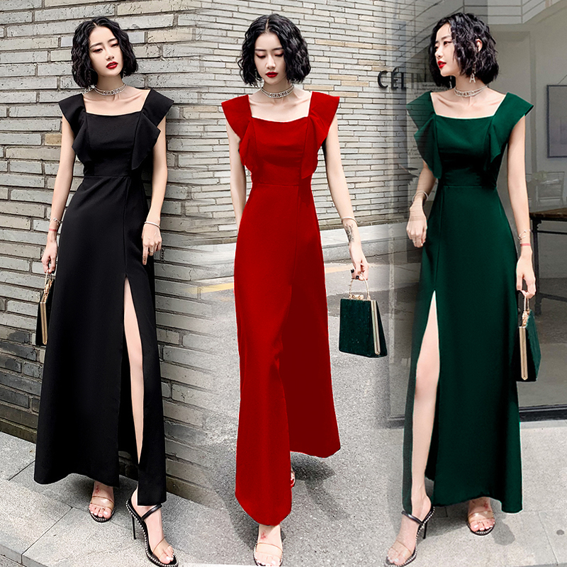 Đầm Dự Tiệc Trễ Vai Màu Đen / Đỏ / Xanh Lá Size S-L