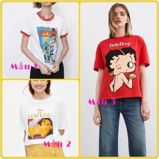 [Zara mới về 2021] - Áo thun nữ Zara in hình Mickey , Lion , Betty Boop