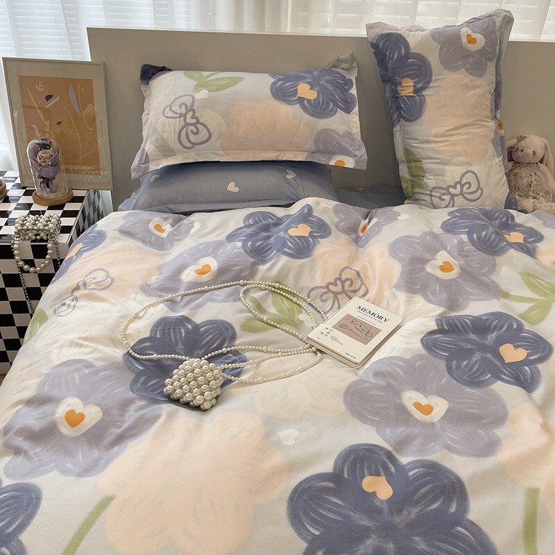 [RẺ VÔ ĐỊCH] Bộ chăn ga gối , drap giường chất cotton poly họa tiết đầu gấu nhiều màu sắc