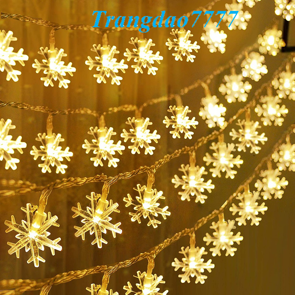 Dây Đèn Led Xài Pin Không Chớp Nháy Bóng Đèn Bông Tuyết LED Christmas Snowflake