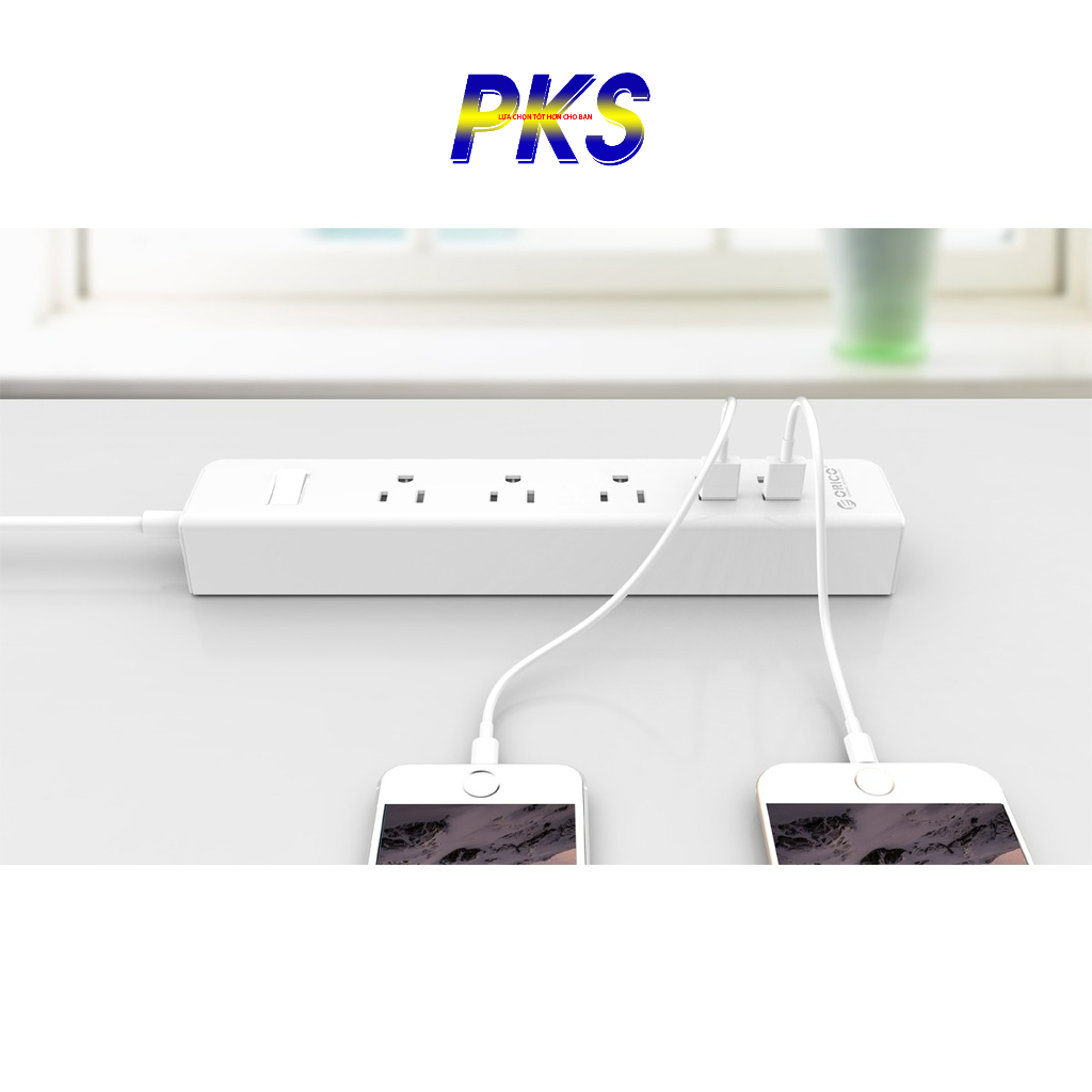 Orico HPC-3A4U Ổ cắm sạc thông minh 3 ổ Cắm AC và 4 cổng USB sạc điện thoại - Hàng chính hãng