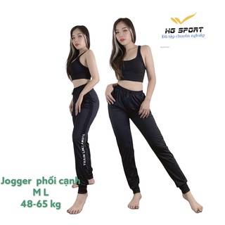 Quần Jogger tập Gym, Yoga, chạy bộ, Thể Thao nữ dáng rộng bo gấu, phối cạnh phom chuẩn QD502