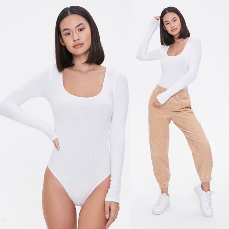 Bodysuit Tay Dài Cổ Tròn Basic F21