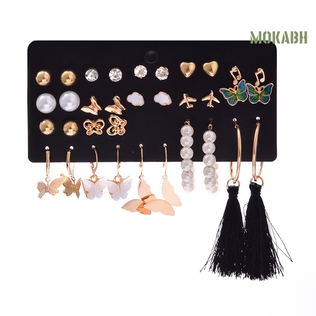 1 Bộ Khuyên Tai Tua Rua Dài Đính Ngọc Trai Giả Phong Cách Bohemian