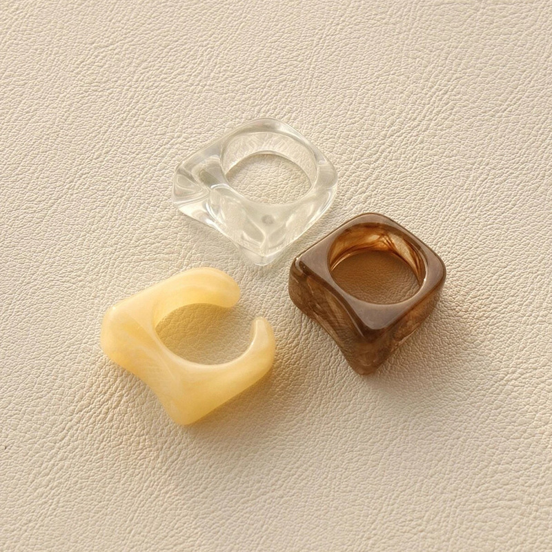 Nhẫn MANYUE bằng nhựa trong suốt hoạ tiết đá hoa cương phong cách Hàn Quốc cho nữ